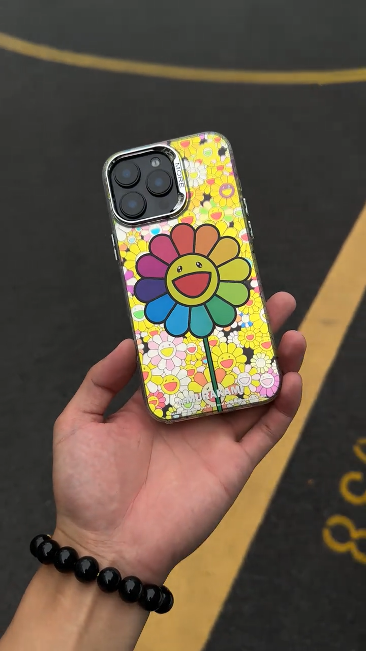 村上隆太陽花燙金漸變手機殼